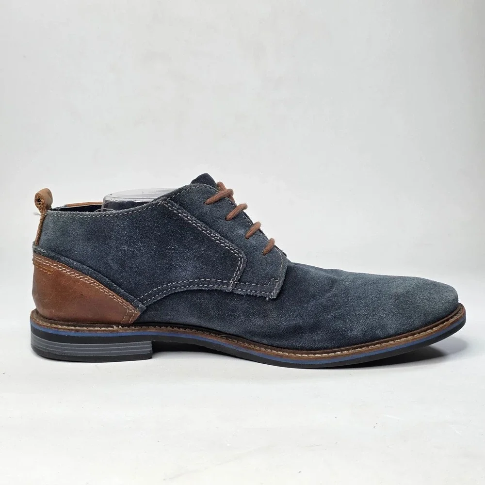 Bugatti Men's Oxford Dress Shoes Size 11 EU 44 Blue Teal Suede Lace Up Boots‎